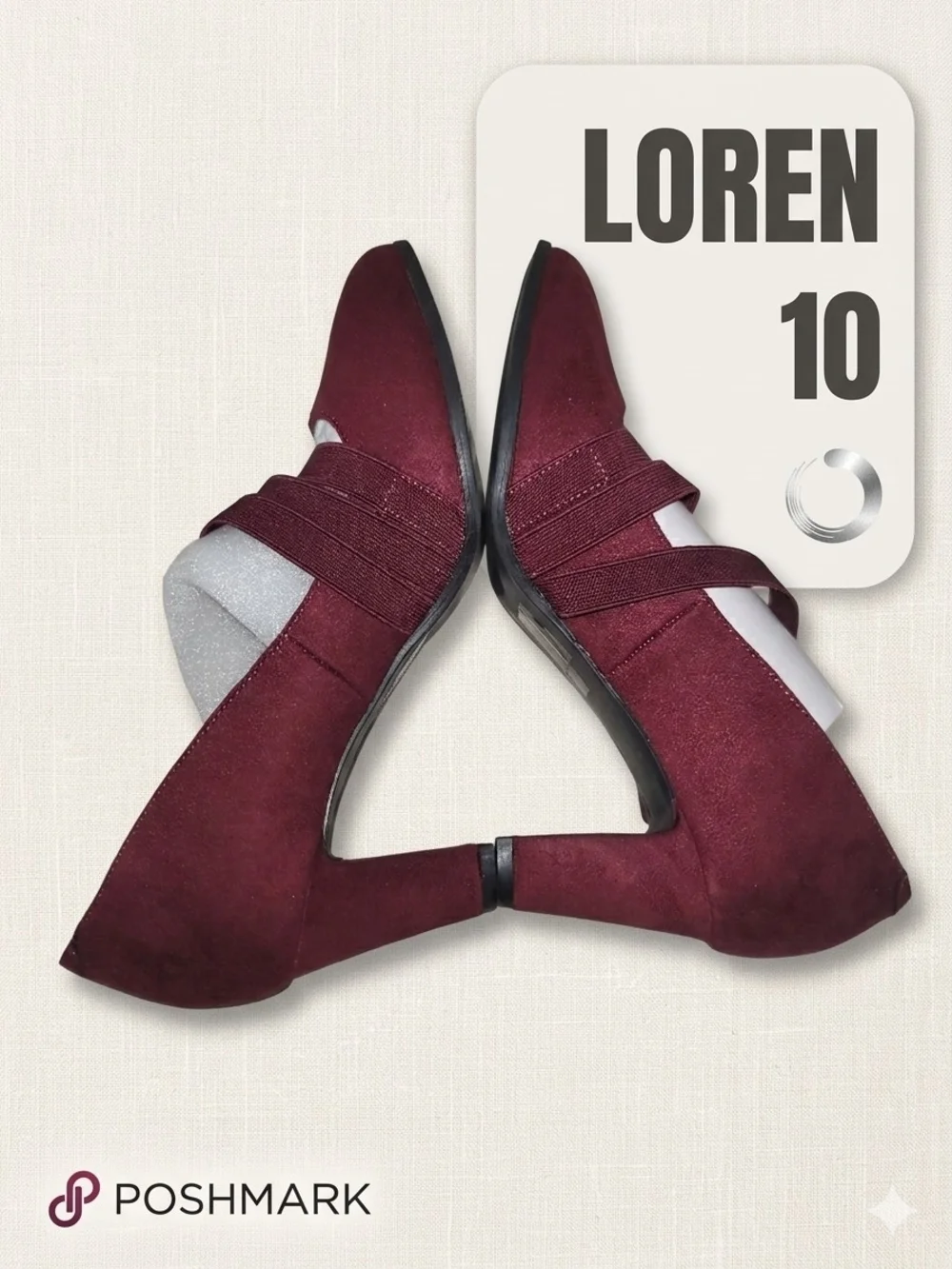 Journee Collection Loren Wine Faux Suede Heeled Pumps Size 10 NIB